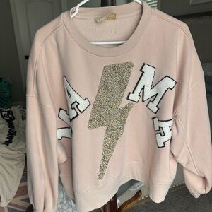 Judith March Blush and Gold Graphic Sweater